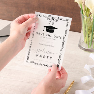 Hand Drawn Doodles Graduation Save the Date Vellum Invitations