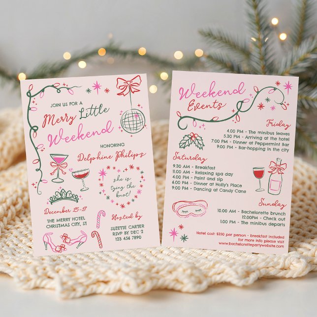 Hand-Drawn Doodles Merry Bachelorette Weekend Invitation (Creator Uploaded)