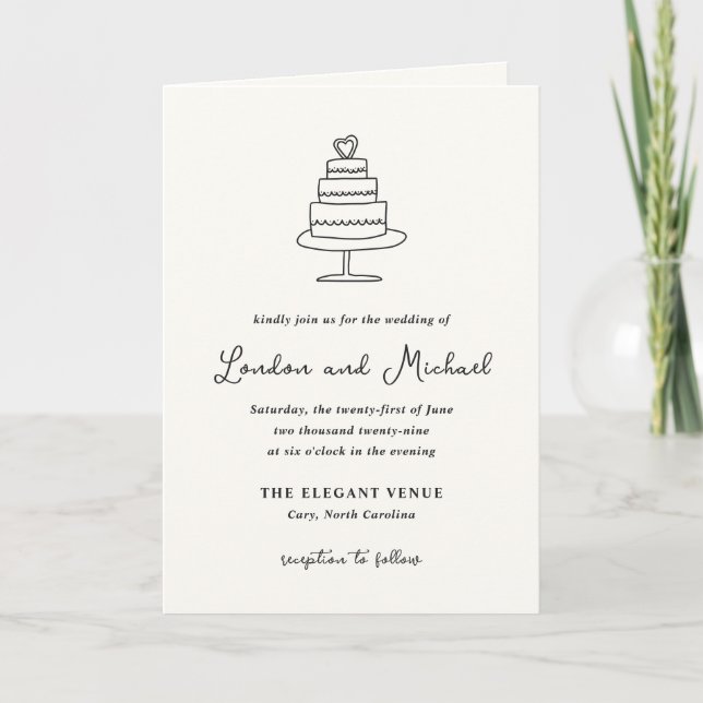 Hand Drawn Doodles Modern Wedding Invitation (Front)