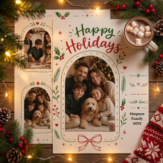 Hand drawn doodles photo arch christmas happy holiday card
