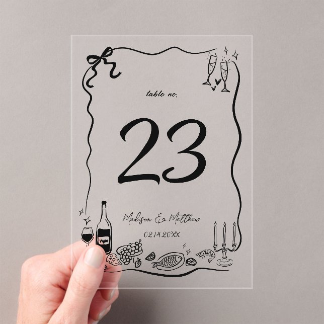 Hand Drawn Doodles Scribbles Wedding Table Number (Insitu (Handheld))