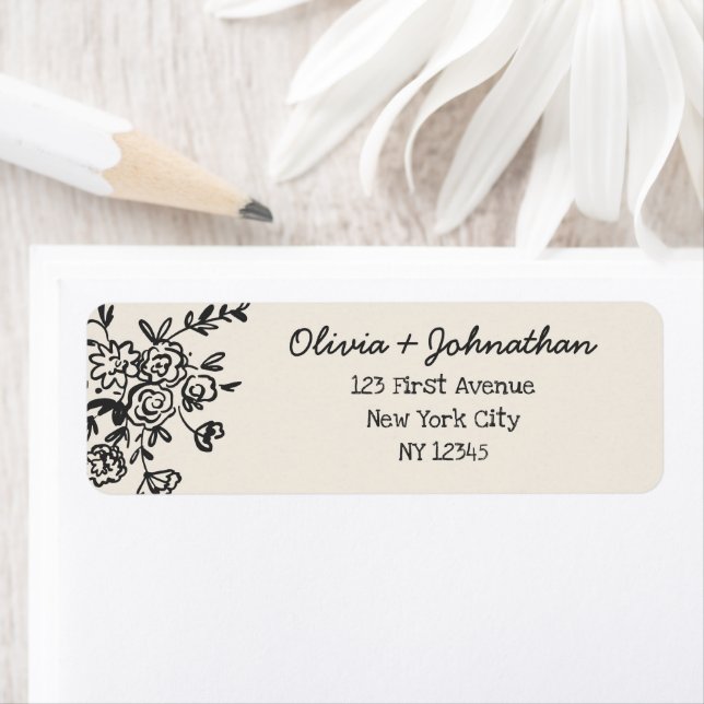 Hand Drawn Doodles Wedding Return Address Label (Insitu)