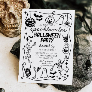 Hand Drawn Doodles Whimsical Halloween Invitation