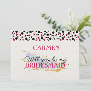 Hand Drawn Dots Pattern Pink And Black Invitation