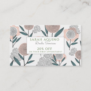Hand Drawn Doula Dusty Peach Coral Floral Discount Card