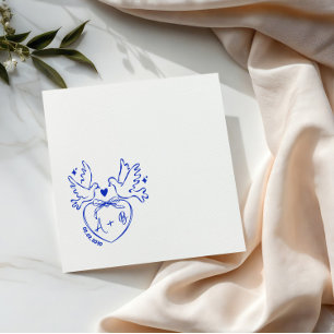hand drawn Dove Heart Custom Wedding Napkins