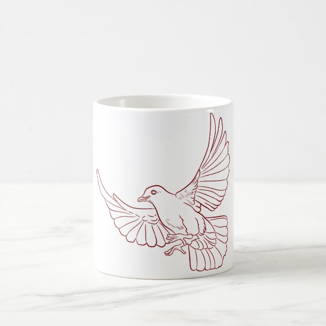 Hand-Drawn Dove Outline Coffee Mug (Center)