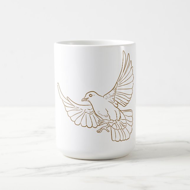Hand-Drawn Dove Outline Mug (Center)