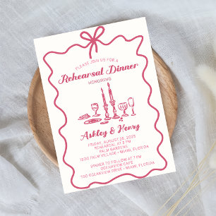Hand Drawn Drawing Wedding Rehearsal Dinner Invitation