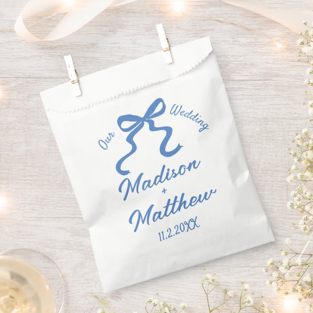 Hand Drawn Drawings Doodles Ribbon Bow Wedding Favour Bag (Clipped)