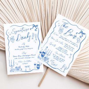 Hand Drawn Drawings Doodles Wedding Bar Menu