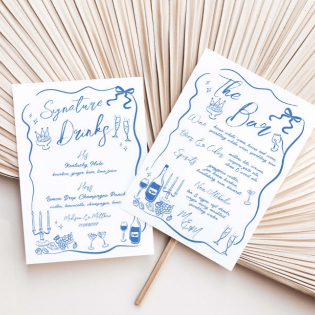 Hand Drawn Drawings Doodles Wedding Bar Menu (Creator Uploaded)