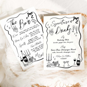 Hand Drawn Drawings Doodles Wedding Bar Menu