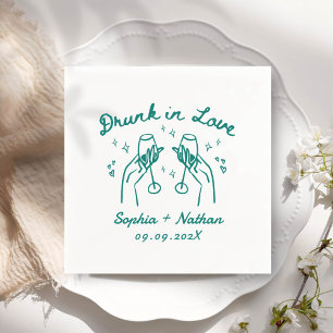 Hand Drawn Drunk In Love Personalised Wedding Napkin