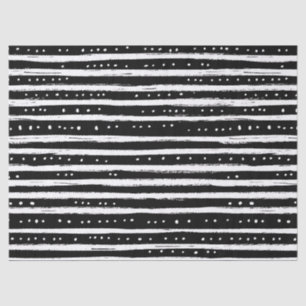 Hand-Drawn Dry Brush Stripe in Black and White Tissue Paper