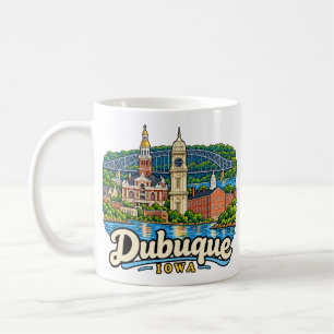 Hand Drawn Dubuque Iowa Travel Art Landmark Coffee Mug