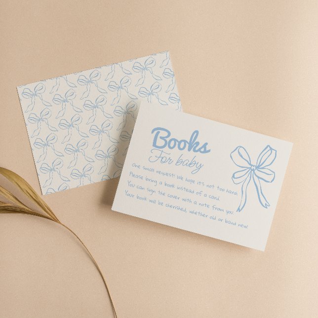 Hand Drawn Dusty Blue Bow Baby Boy Book Request  Enclosure Card (Creator Uploaded)