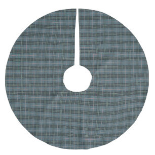 Hand Drawn Dusty Blue Plaid Tartan Pattern Brushed Polyester Tree Skirt
