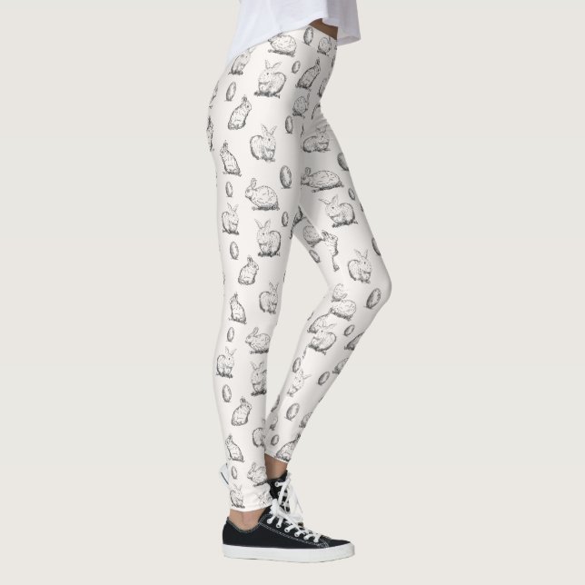 Hand-drawn Easter Bunnies Pattern | Leggings (Right)