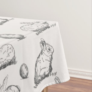 Hand-drawn Easter Bunnies Pattern   Tablecloth