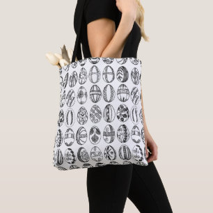 Hand Drawn Easter Eggs Illustration Pattern Tote Bag