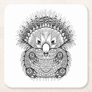 Hand Drawn Echidna Doodle Square Paper Coaster