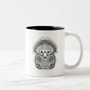 Hand Drawn Echidna Doodle Two-Tone Coffee Mug