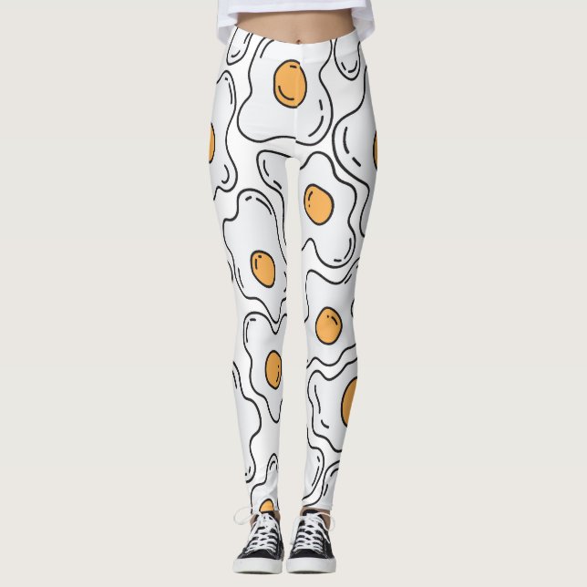 Hand-Drawn Eggs Fun Seamless Pattern Leggings (Front)