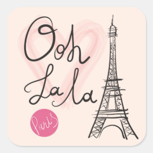 Hand Drawn Eiffel Tower Square Sticker