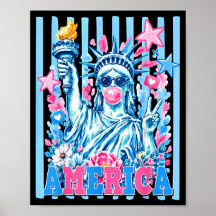 Hand Drawn Es 4th Of July Statue Of Liberty Design Poster