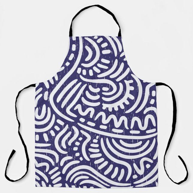 Hand-drawn ethnic elements, vibrant pattern. apron (Front)