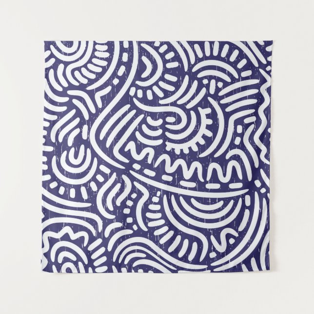 Hand-drawn ethnic elements, vibrant pattern. tapestry (Front)