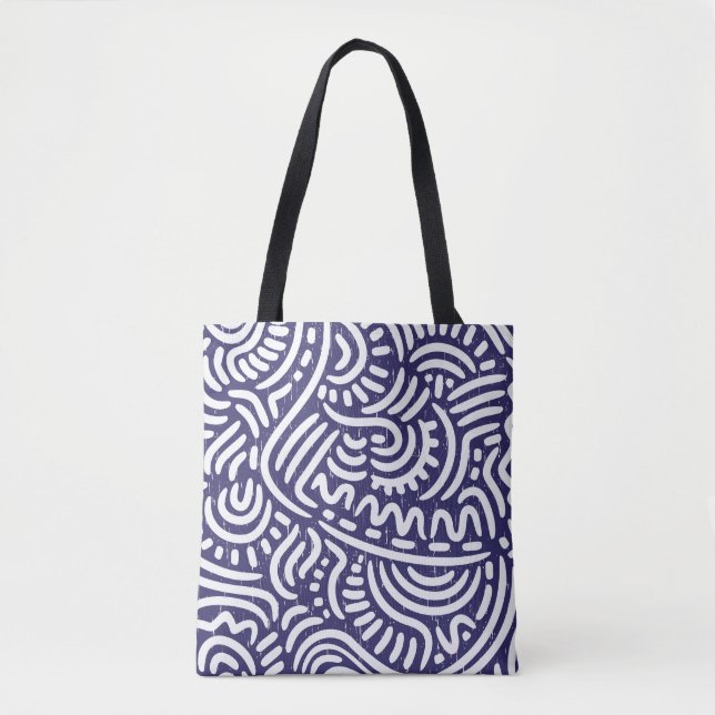 Hand-drawn ethnic elements, vibrant pattern. tote bag (Front)