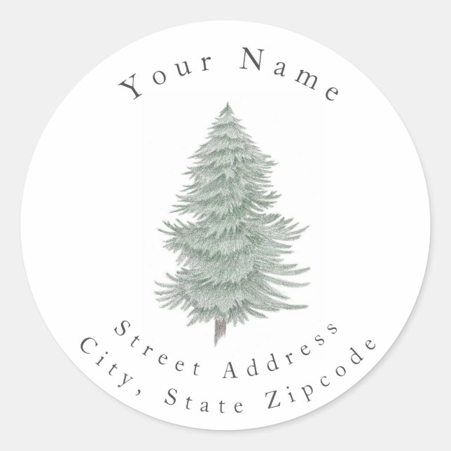 'Hand Drawn Evergreen Tree 2' Labels (Front)