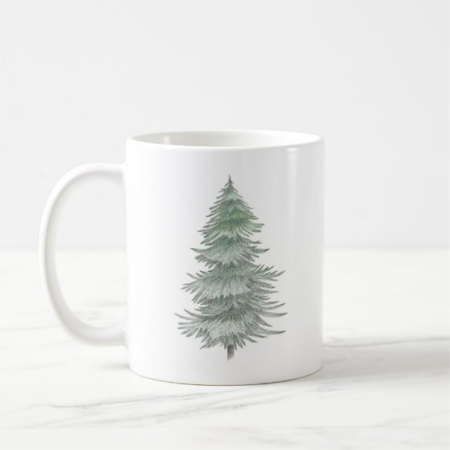 Hand Drawn Evergreen Tree Coffee Mug (Left)