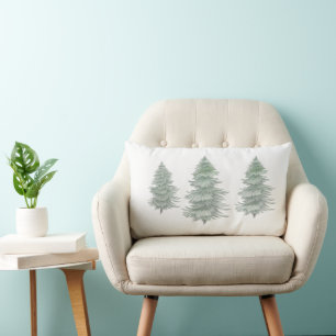 Hand Drawn Evergreen Trees Throw Pillow