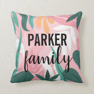Hand Drawn Exotic Leaves Background Cushion