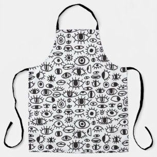 Hand-Drawn Eyes: Doodle Seamless Background. Apron