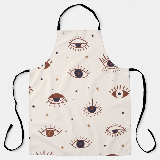 Hand Drawn Eyes Mystical Seamless Pattern. Evil Ey Apron (Front)