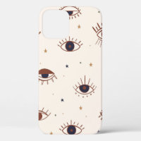 Hand Drawn Eyes Mystical Seamless Pattern. Evil Ey