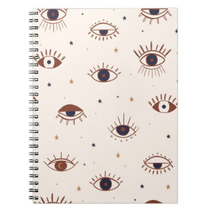 Hand Drawn Eyes Mystical Seamless Pattern. Evil Ey Notebook