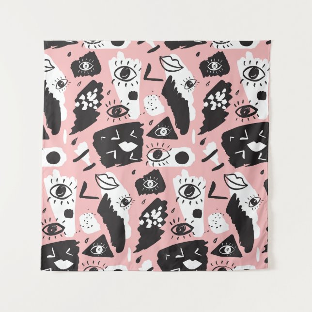 Hand-drawn eyes: trendy pattern tapestry (Front)