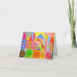 Hand-Drawn Fairytale Castle Village Thank You Card