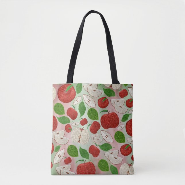 Hand Drawn Fall Apple Pattern Tote Bag (Front)