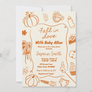 Hand Drawn Fall in Love Baby Shower Invitation