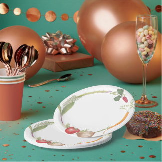 Hand-Drawn Farm Stand Vegetable Medley Paper Plate