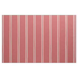 Hand Drawn Farmhouse Stripes   Faded Rust Red Fabric