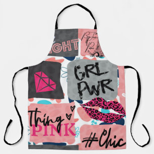 hand drawn fashion girls pattern. Colourful modern Apron
