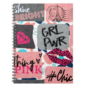 hand drawn fashion girls pattern. Colourful modern Notebook