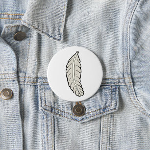 Hand Drawn Feather Minimalist Nature 7.5 Cm Round Badge